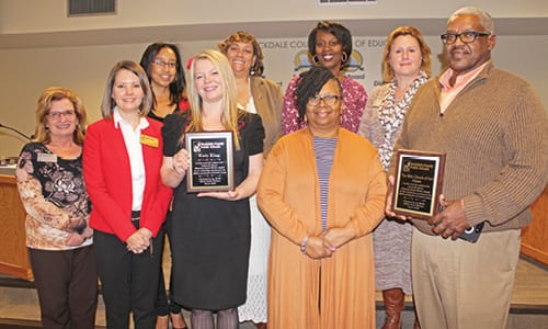 Laura Barnes awards BOE recognitions RCPS IMG_3667 Barnes Honorary School Social Worker Katy King and Bible Church of God Atlanta in Conyers Pastor William Robinson and Victoria Robinson