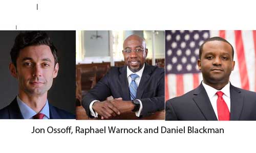 Jon Ossoff, Raphael Warnock and Daniel Blackman